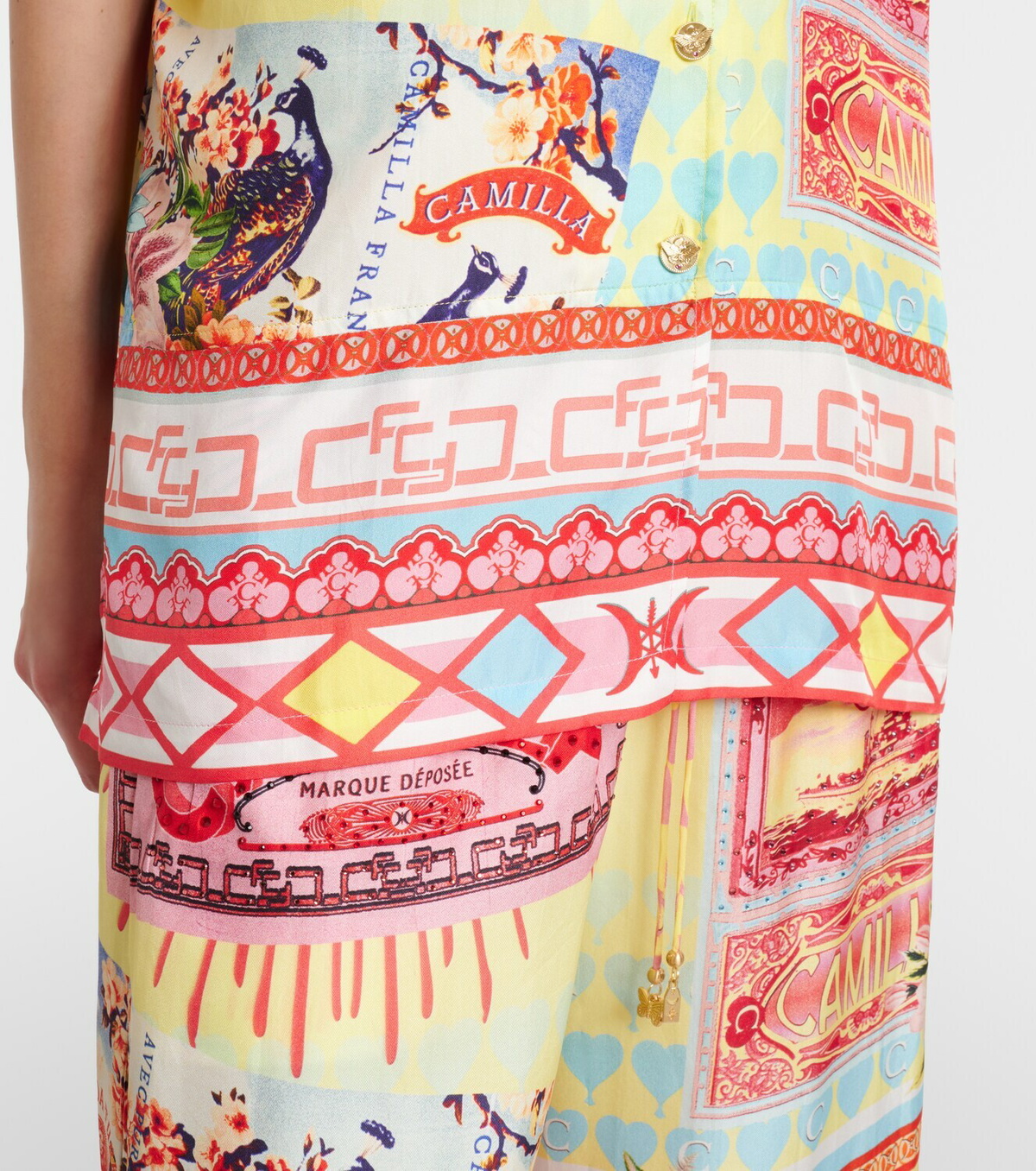 Camilla Collage Kingdom silk bowling shirt