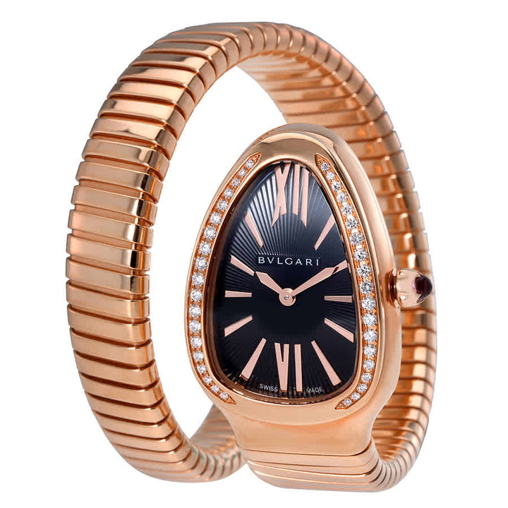 Photo: Bvlgari Serpenti Tubogas Black Opaline Dial 18k Pink Gold Quartz Ladies Watch 101815
