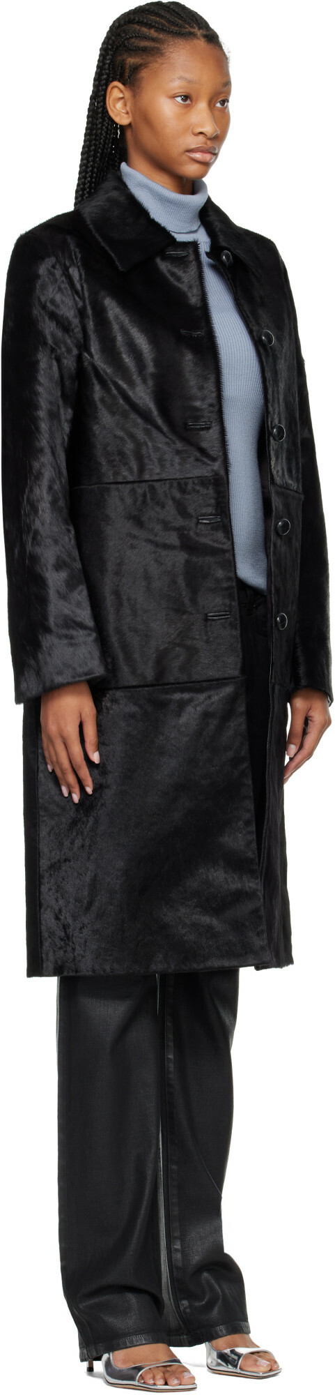 Róhe Black Pony Hair Coat