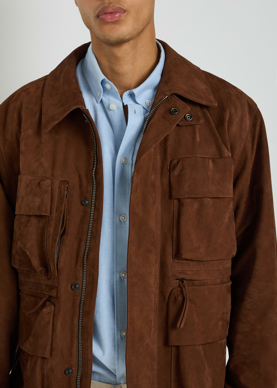 Lemaire Reporter Suede Jacket Brown