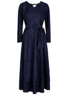 High Favourite Floral-jacquard Satin Midi Dress Blue
