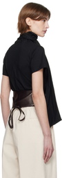 AARON ESH Black Tied Neck T-shirt