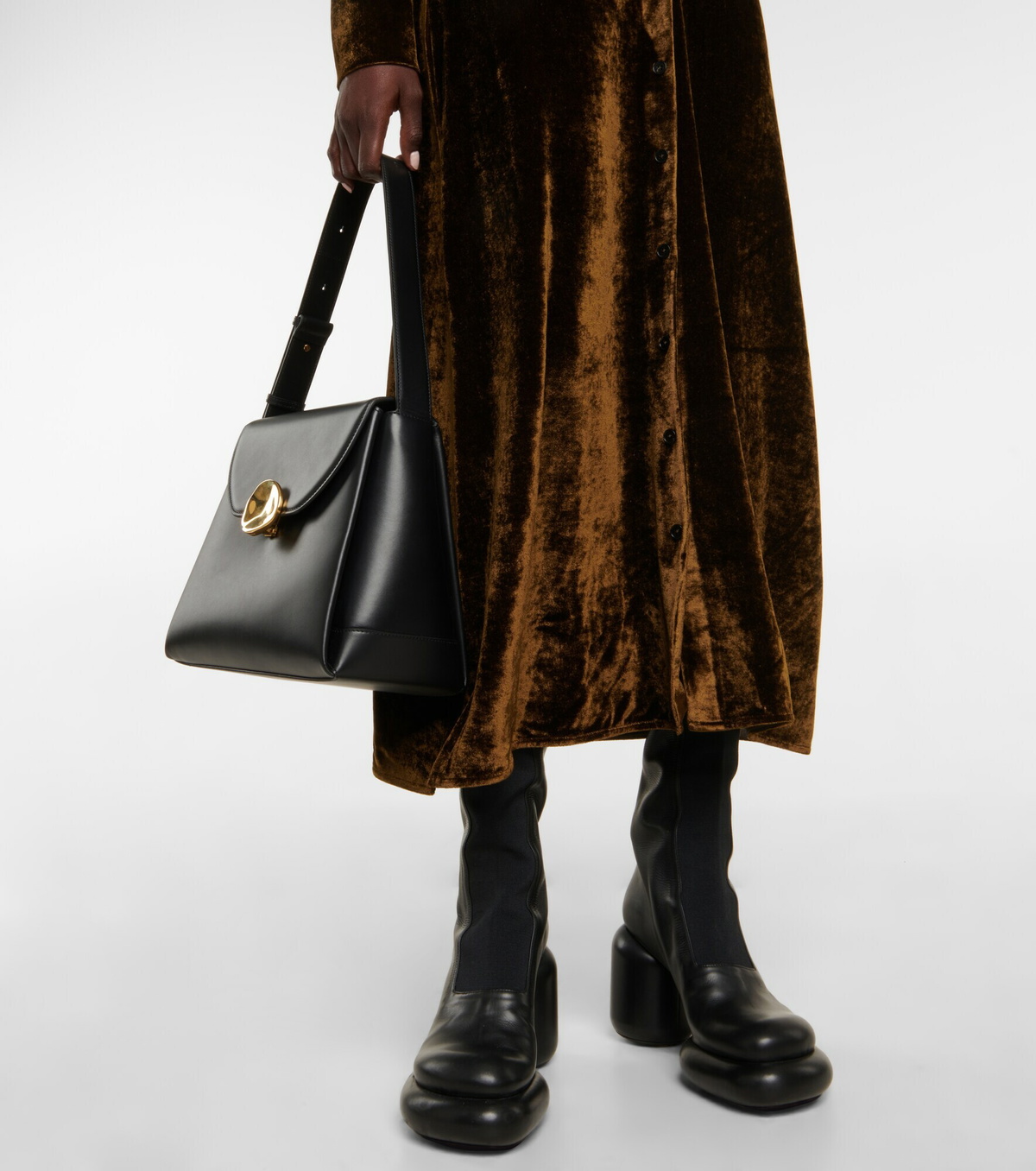 【送料&関税込】Jil Sander Textured Velvet Knit Dress JIL SANDER Paneled knitted maxi dress | NET-A-PORTER