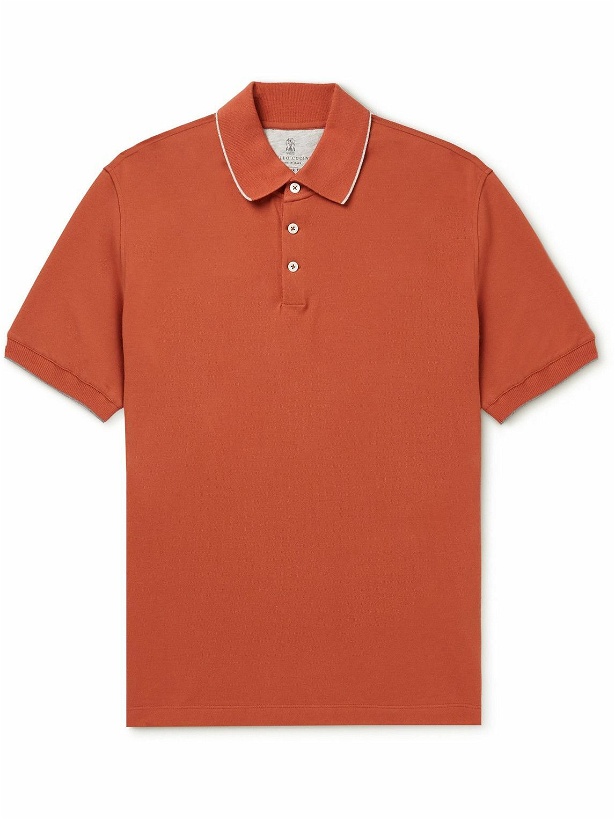 Photo: Brunello Cucinelli - Cotton-Piqué Polo Shirt - Orange