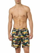 MC2 Saint Barth Man Lightweight Fabric Swim-shorts Lighting With Off-road Car Print