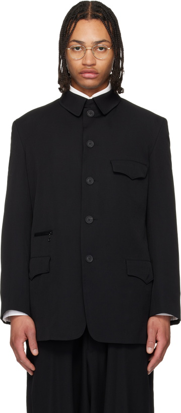 Photo: YOHJI YAMAMOTO Black Wool Gabardine Army Blazer
