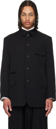 YOHJI YAMAMOTO Black Wool Gabardine Army Blazer