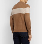 Loro Piana - Slim-Fit Striped Ribbed Cashmere Sweater - Brown