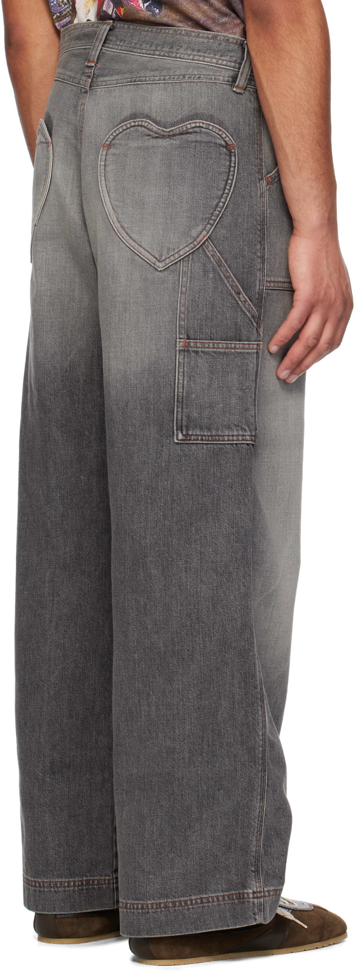 RICE NINE TEN Gray Faded Painter Jeans