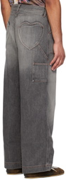 RICE NINE TEN Gray Faded Painter Jeans