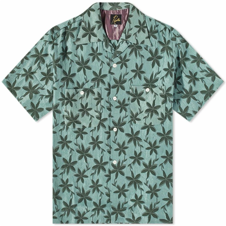 Photo: Needles Men's Floral Jacquard One Up Vacation Shirt in Green