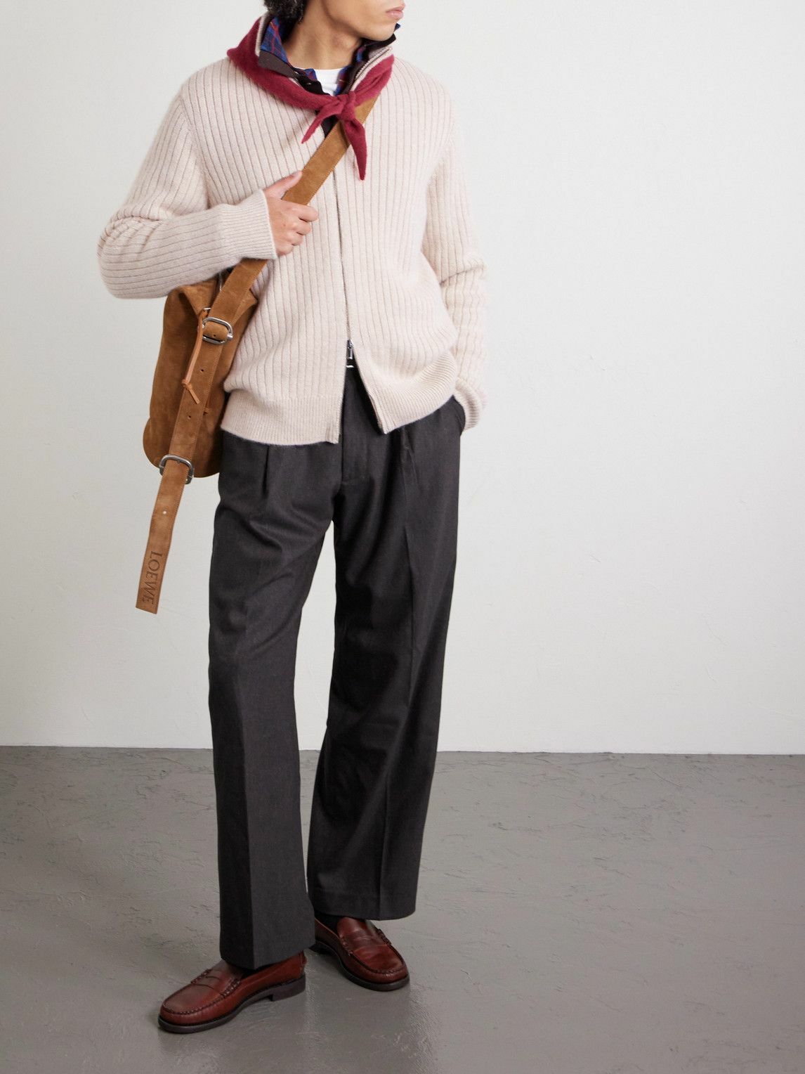 Massimo Alba - Mirko Ribbed Cashmere and Alpaca-Blend Zip-Up Sweater - Neutrals