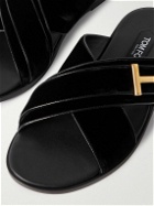 TOM FORD - Embellished Velvet Sandals - Black