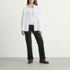 DUNST Women's Oversized Striped Shirt in Beige Stripe