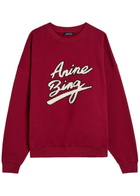 Anine Bing Miles Logo-appliquéd Cotton Sweatshirt Burgundy