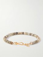 Peyote Bird - Titus Gold-Plated, Labradorite and Silver Leaf Jasper Beaded Bracelet