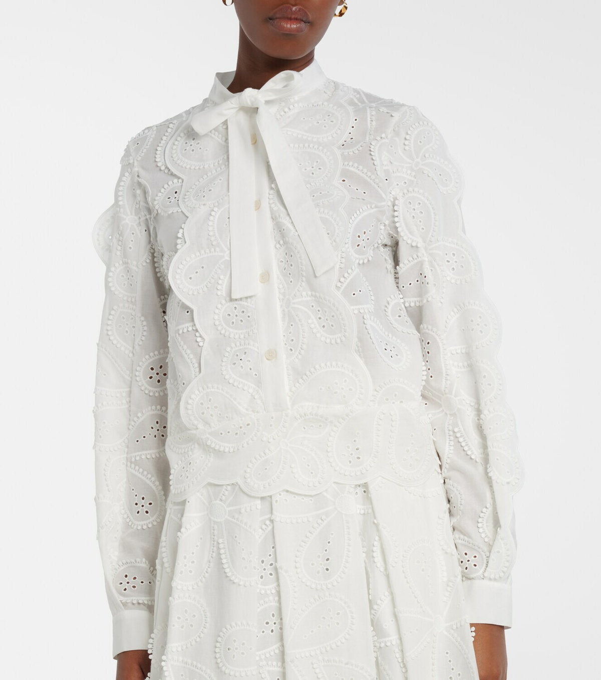 Elie Saab Embroidered tie-neck blouse