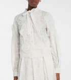 Elie Saab Embroidered tie-neck blouse
