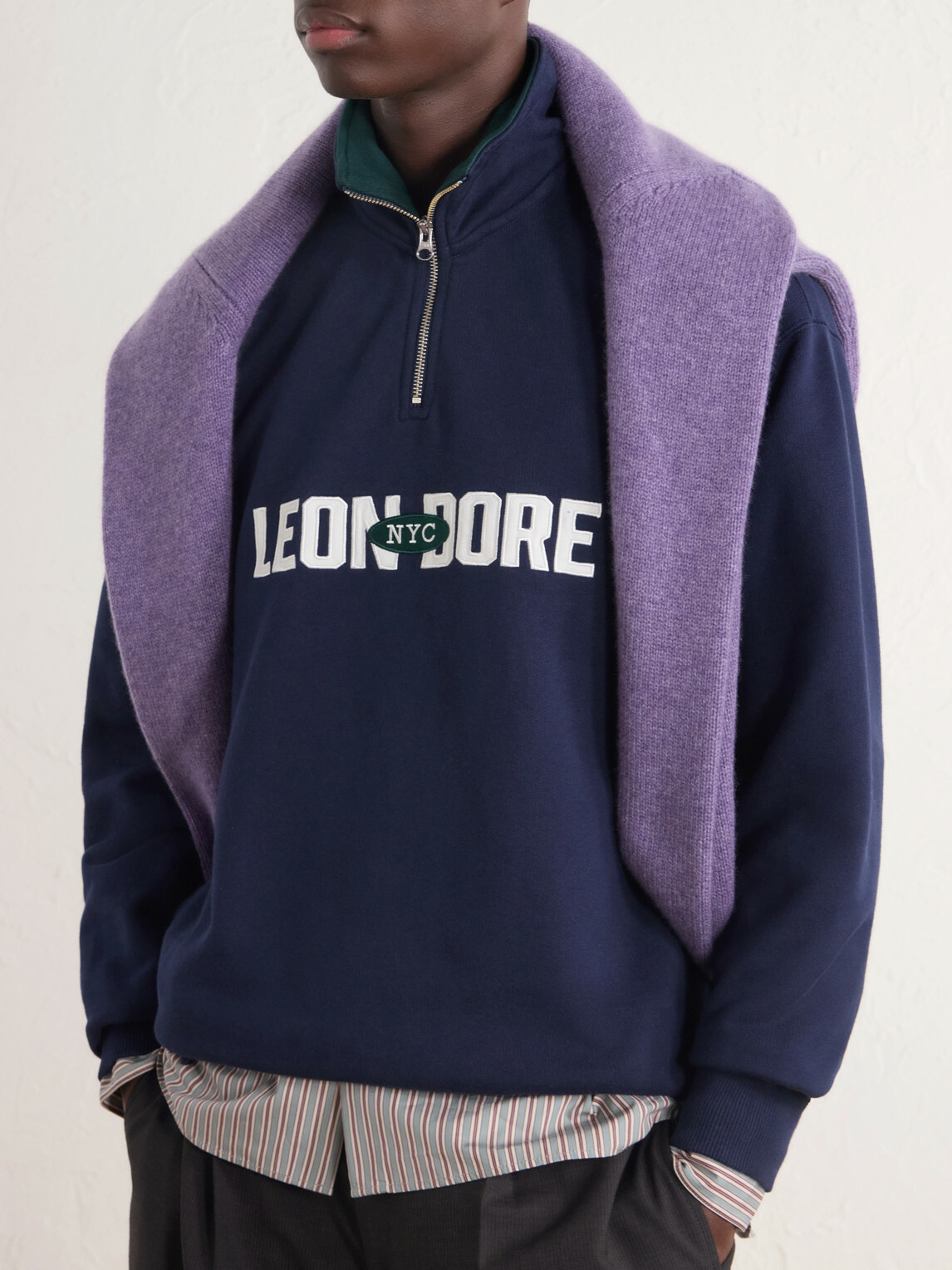 Aimé Leon Dore - Logo-Appliquéd Cotton Half-Zip Sweatshirt - Blue