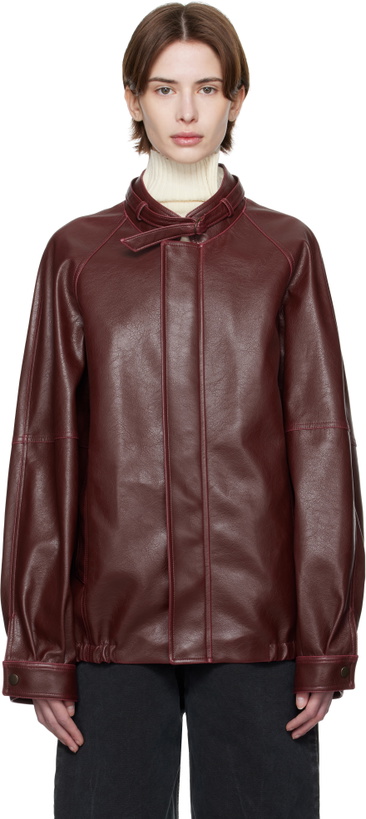 Photo: MM6 Maison Margiela Burgundy Sports Faux-Leather Jacket