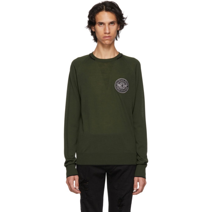 Photo: Balmain Green Badge Logo Sweater