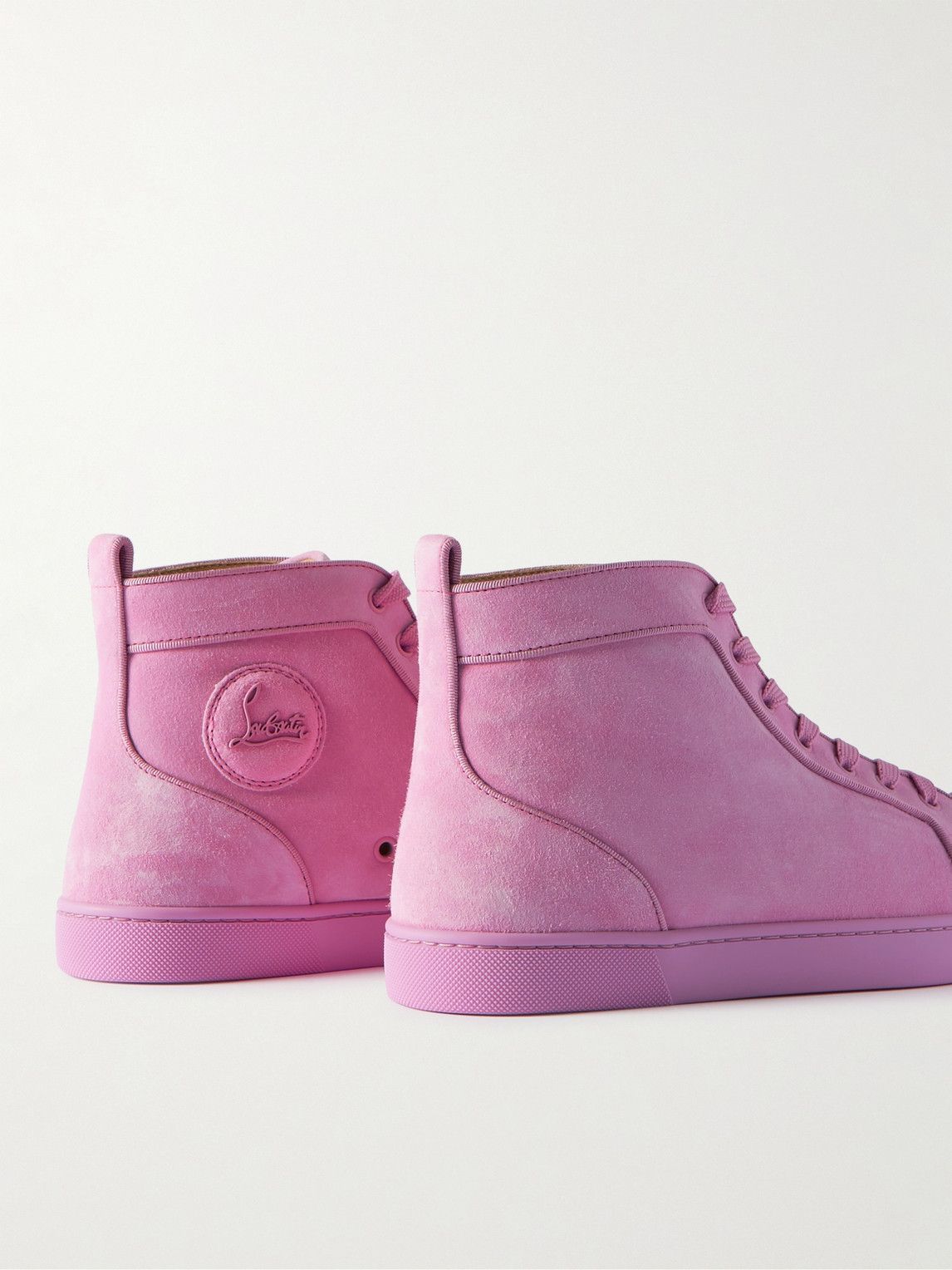 Christian Louboutin, Lou Spikes pink suede sneakers