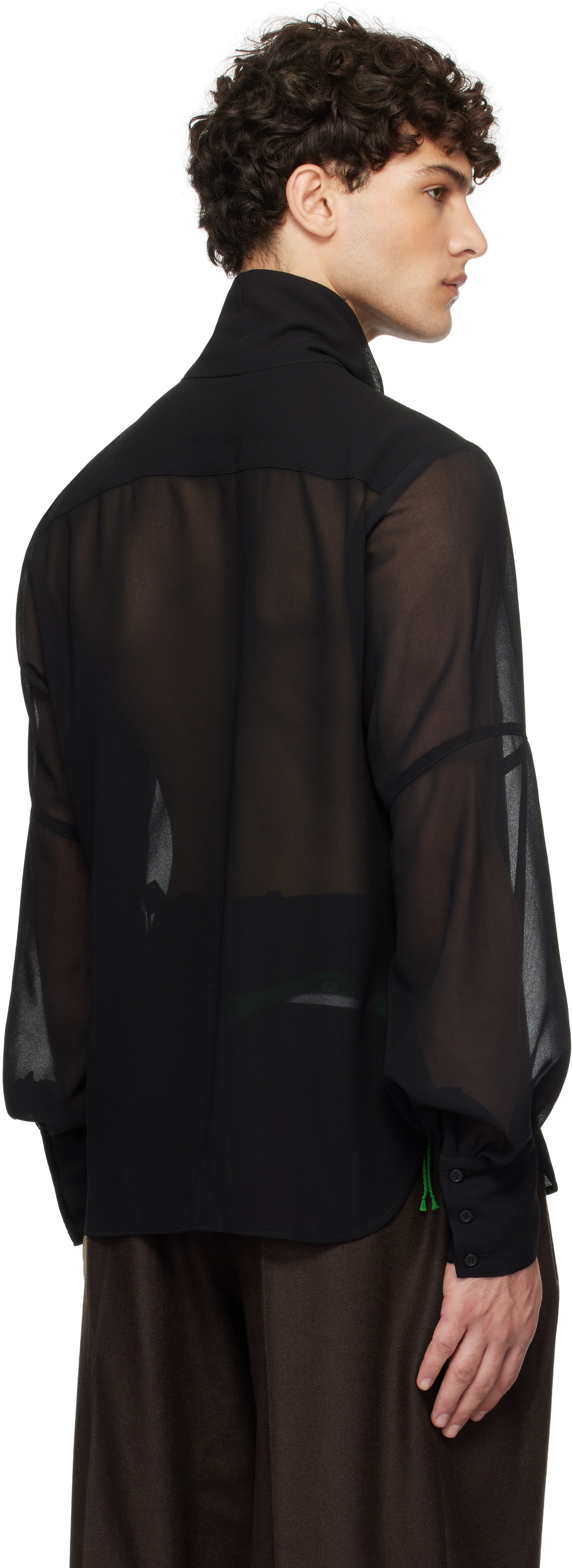 Anna Sui Black Georgette Tie Neck Blouse