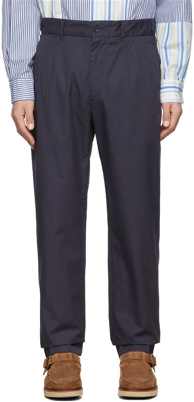 Photo: Engineered Garments Navy Cotton Twill Andover Trousers