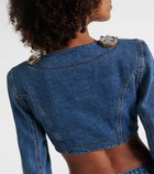 Area Embellished cropped denim jacket