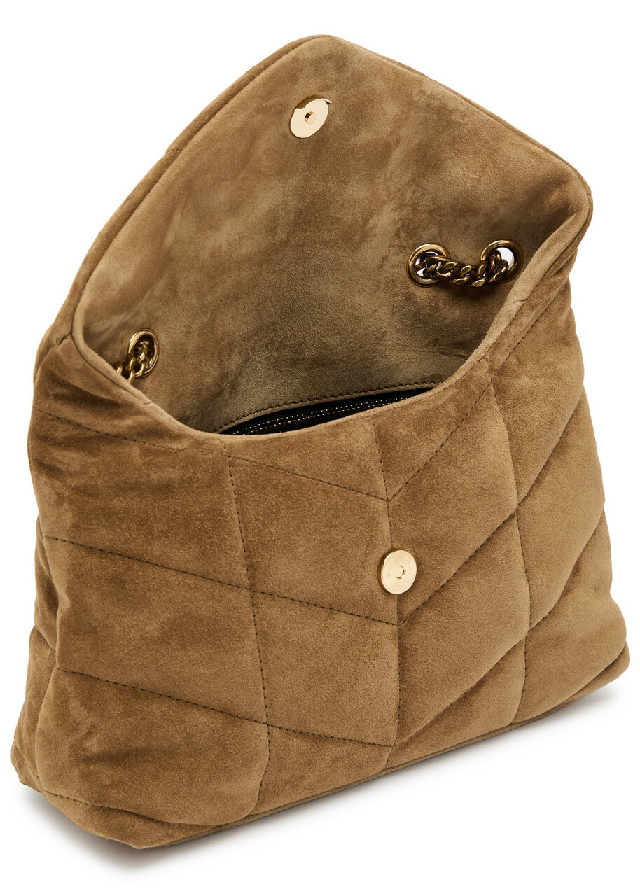 Saint Laurent Toy Puffer Quilted Suede Shoulder bag - Brown - One Size