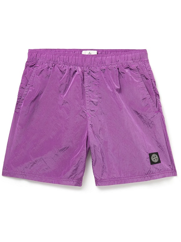 Photo: Stone Island - Mid-Length Logo-Appliquéd Swim Shorts - Purple