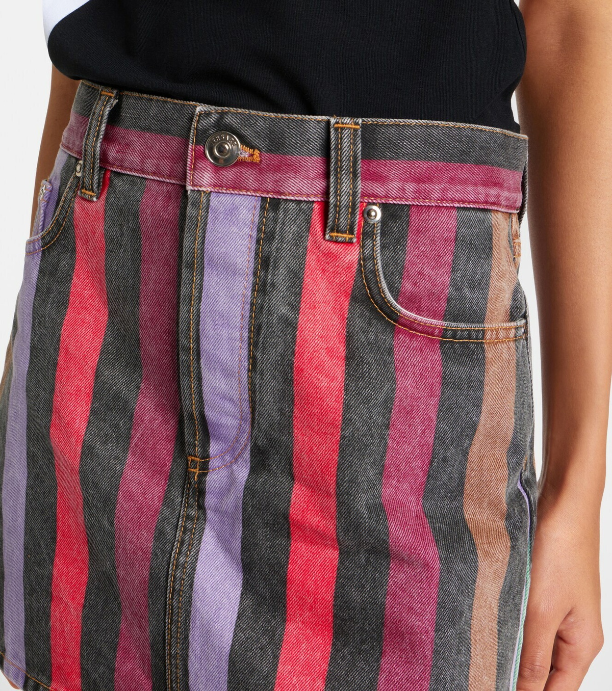 Versace Striped denim miniskirt