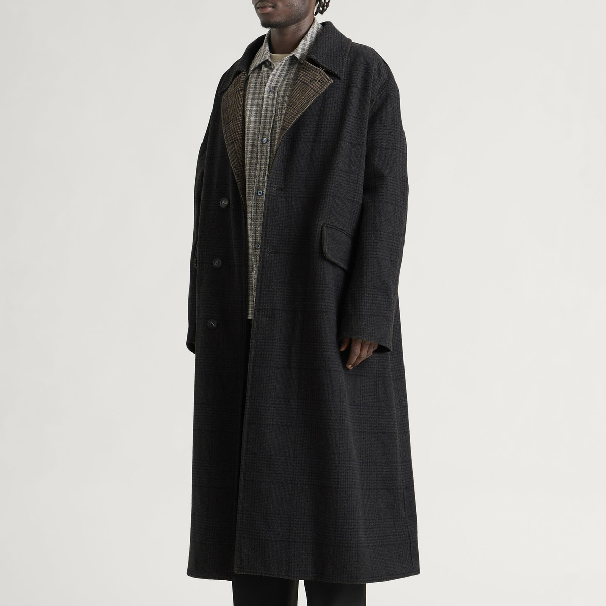 Our Legacy Men's Check Tempered Wool Collapse Carcoat in Bishop