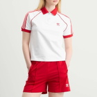 Adidas Women's SST Adicolor Short Sleeve Polo in White/Better Scarlet
