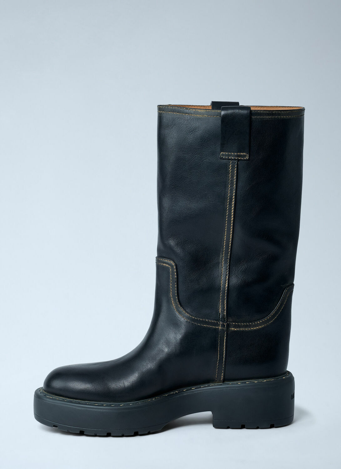Miu Miu Leather Logo Motif Boots