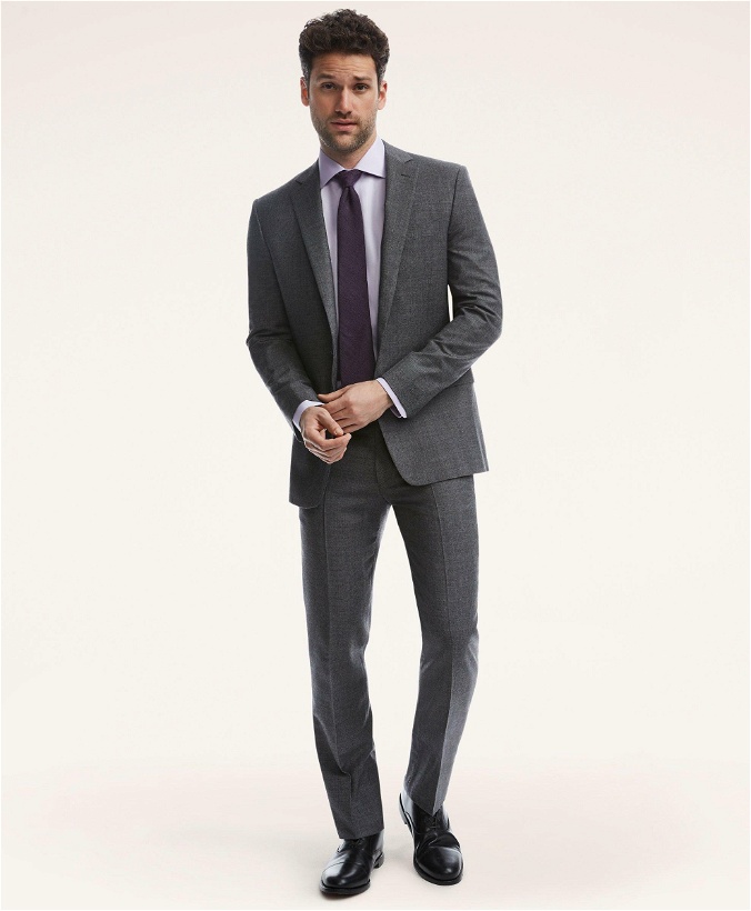 Photo: Brooks Brothers Men's Regent Fit Mini Houndstooth Check 1818 Suit | Grey