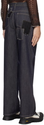 Andersson Bell Indigo Patchwork Wave Tuck Jeans