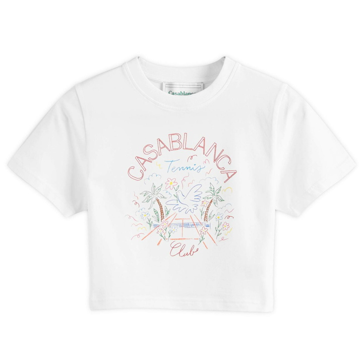 Photo: Casablanca Women's Crayon Tennis Club Baby T-Shirt in White