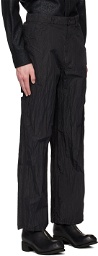 Omar Afridi Black Crinkled Trousers