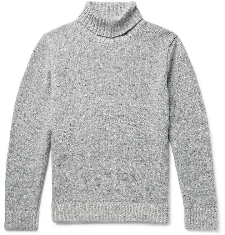 Photo: Inis Meáin - Donegal Merino Wool and Cashmere-Blend Rollneck Sweater - Gray