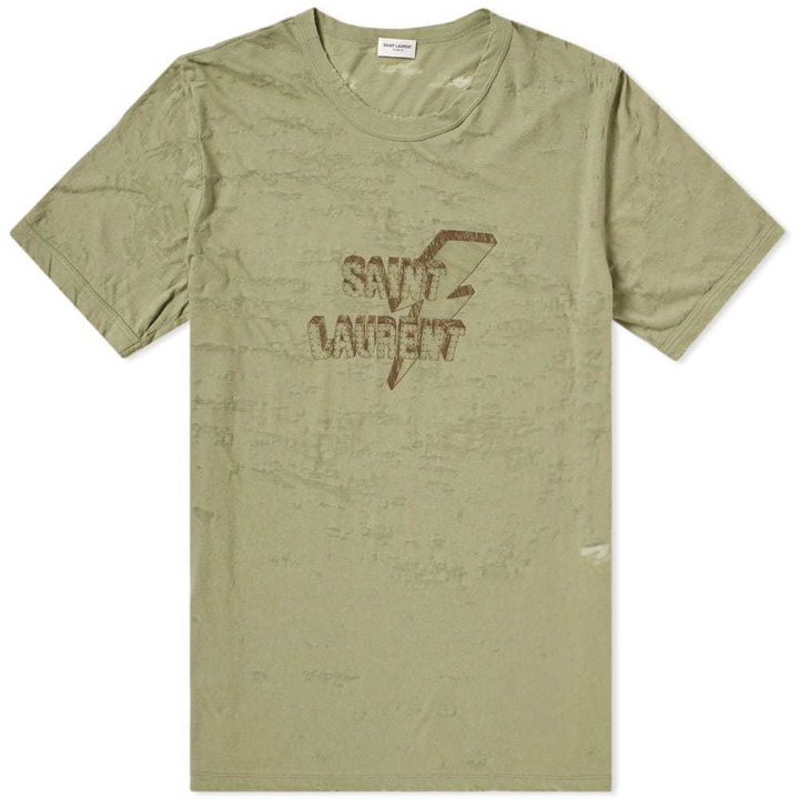 Photo: Saint Laurent Lightning Logo Tee Green