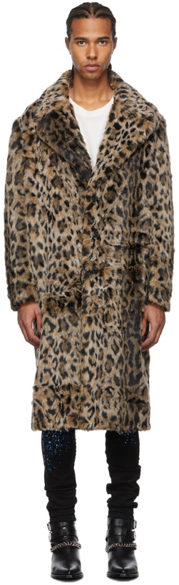 Photo: AMIRI Beige & Black Faux Leopard Fur Coat