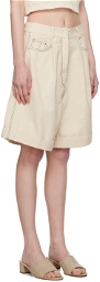 Cordera Off-White Pleated Shorts