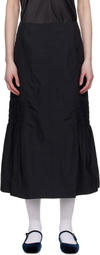 Kijun Black Smocked Mermaid Midi Skirt