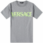 Versace Men's Baroque Text Logo T-Shirt in Medium Grey