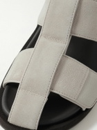 John Lobb - Milford Leather-Trimmed Suede Sandals - Gray