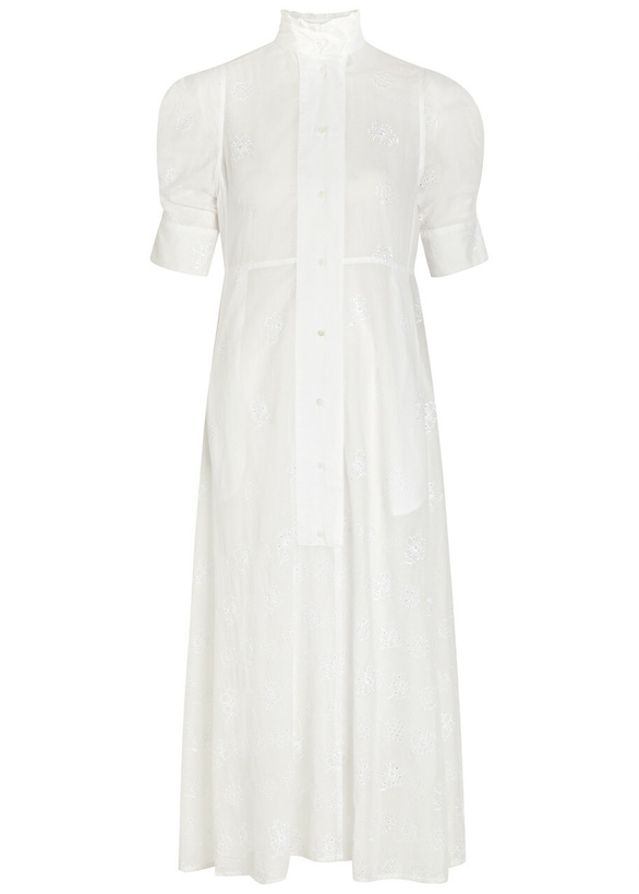 Photo: Thierry Colson Venetia Embroidered Cotton Midi Shirt Dress White