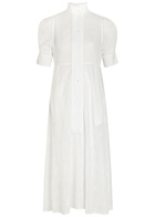 Thierry Colson Venetia Embroidered Cotton Midi Shirt Dress White