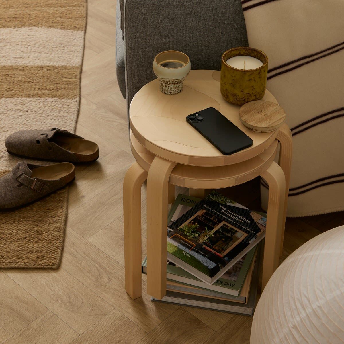 Artek x Marimekko Stool 60 - Seireeni in Solid Birch 