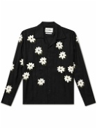 NOMA t.d. - Convertible-Collar Embroidered Satin Shirt - Black